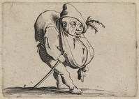 TvB G 4951
<br/>
Gebochelde met wandelstok ("Gebochelden")
<br/>
<em>Callot, Jacques (1592 - 1635)</em>